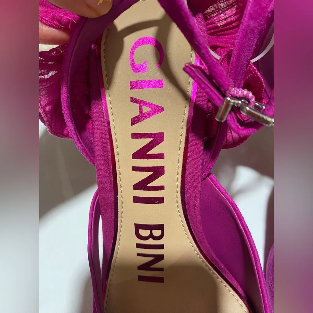 Gianni Bini Pink Heels with Ruffle Detail - Picture 12 of 15